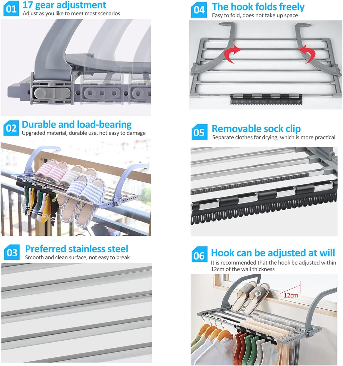 Multi-Purpose Stainless Steel Foldable Cloth Drying Rack(70cm)