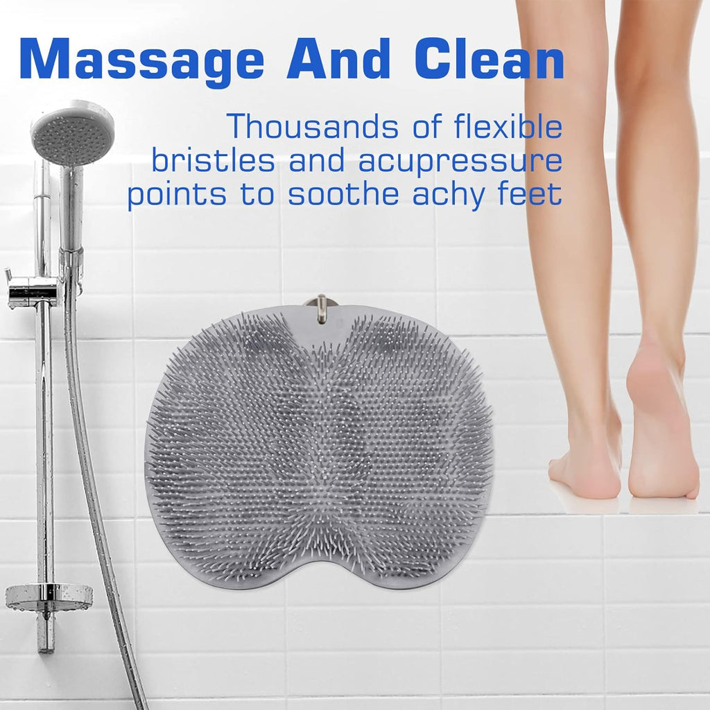 Shower Foot Scrubber Mat with Back Massagers