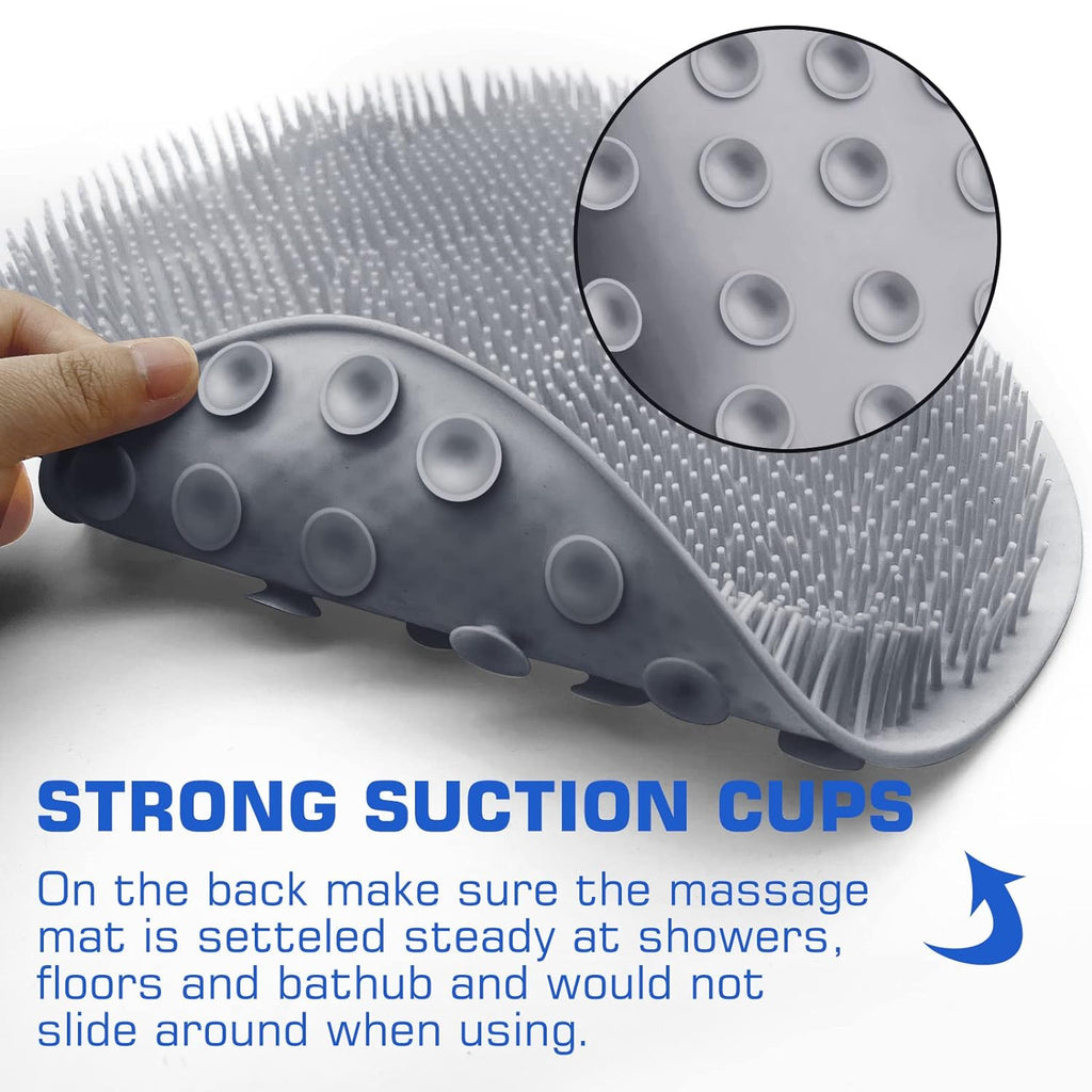 Shower Foot Scrubber Mat with Back Massagers