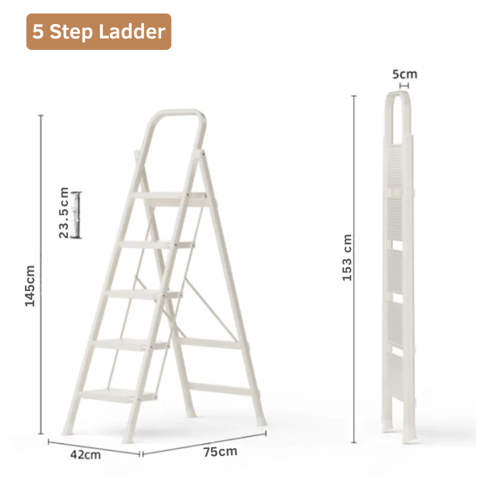 Multifunctional Carbon Steel Folding Ladder with Wide Non-Slip Pedals