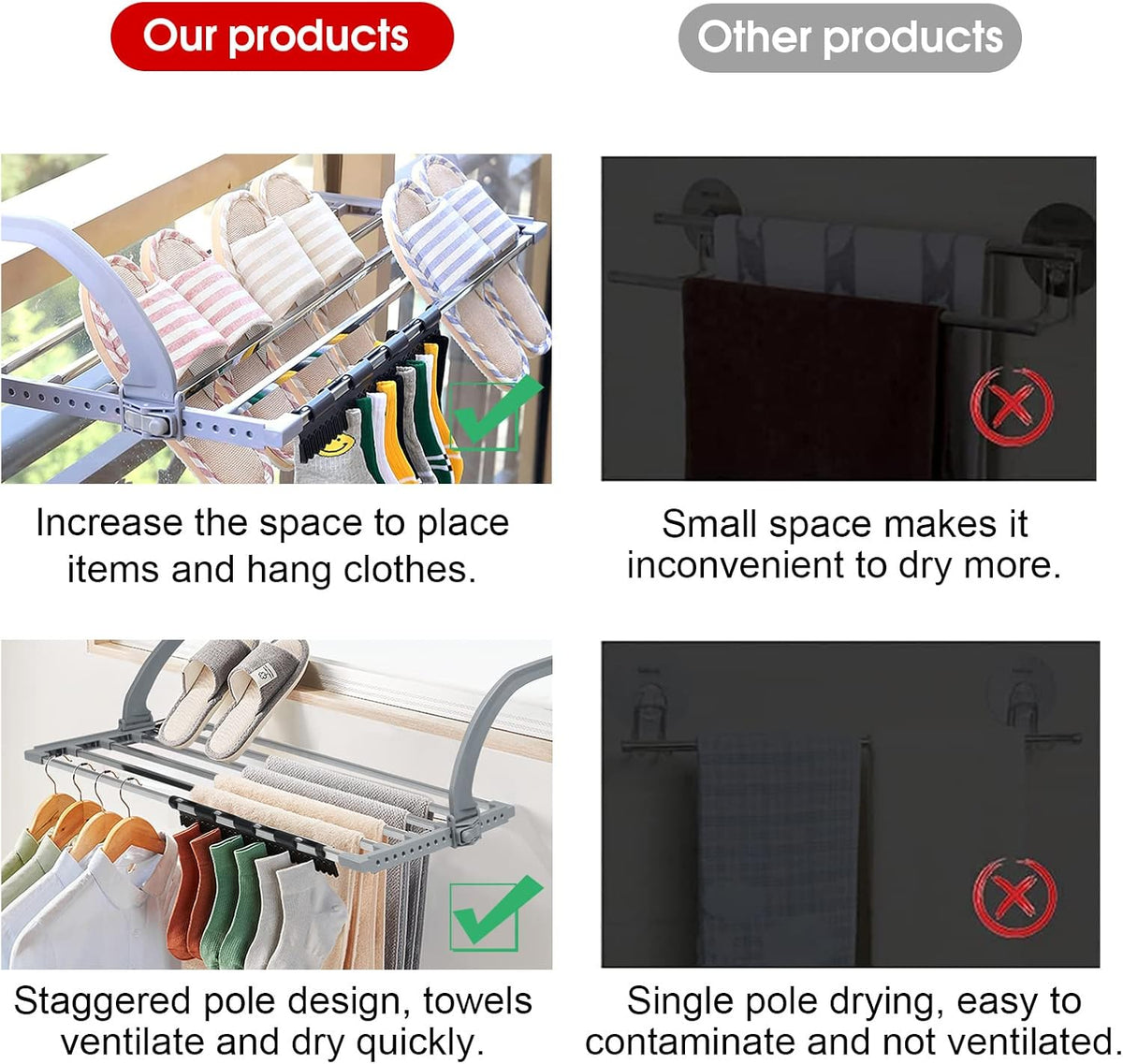 Multi-Purpose Stainless Steel Foldable Cloth Drying Rack(70cm)