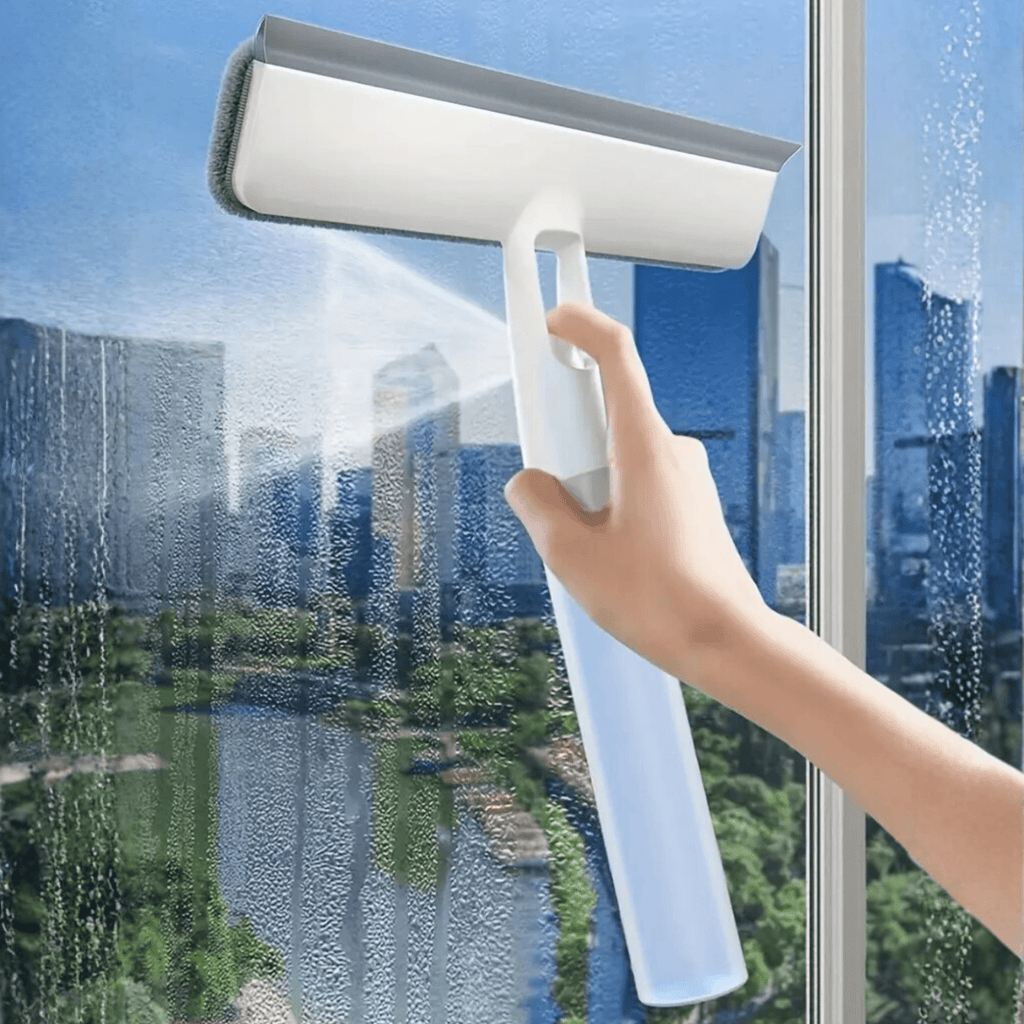 Multi-Purpose Window Cleaning Wiper with Spray & Scraper