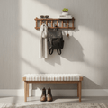 Natural Wood Wall-Mounted Clothes & Accessories Rack