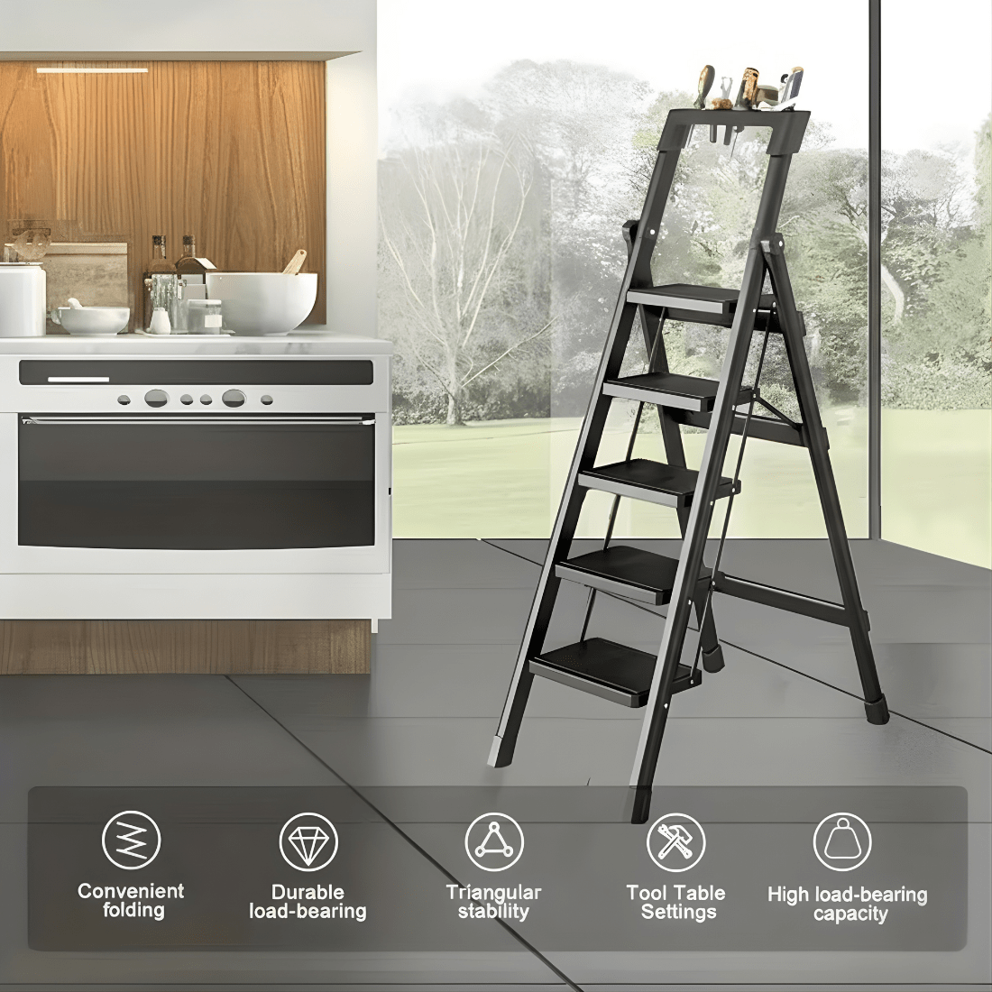 Heavy Duty Metal Folding Multi-Step Ladder