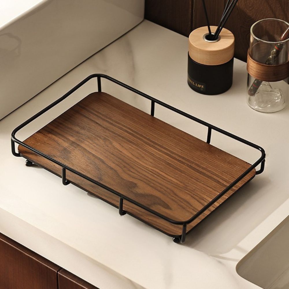 Stainless Steel Wooden Framed Organizer Tray