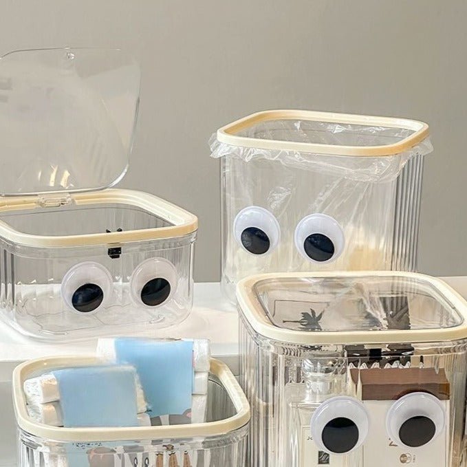 Cute Transparent Lid Trash Box