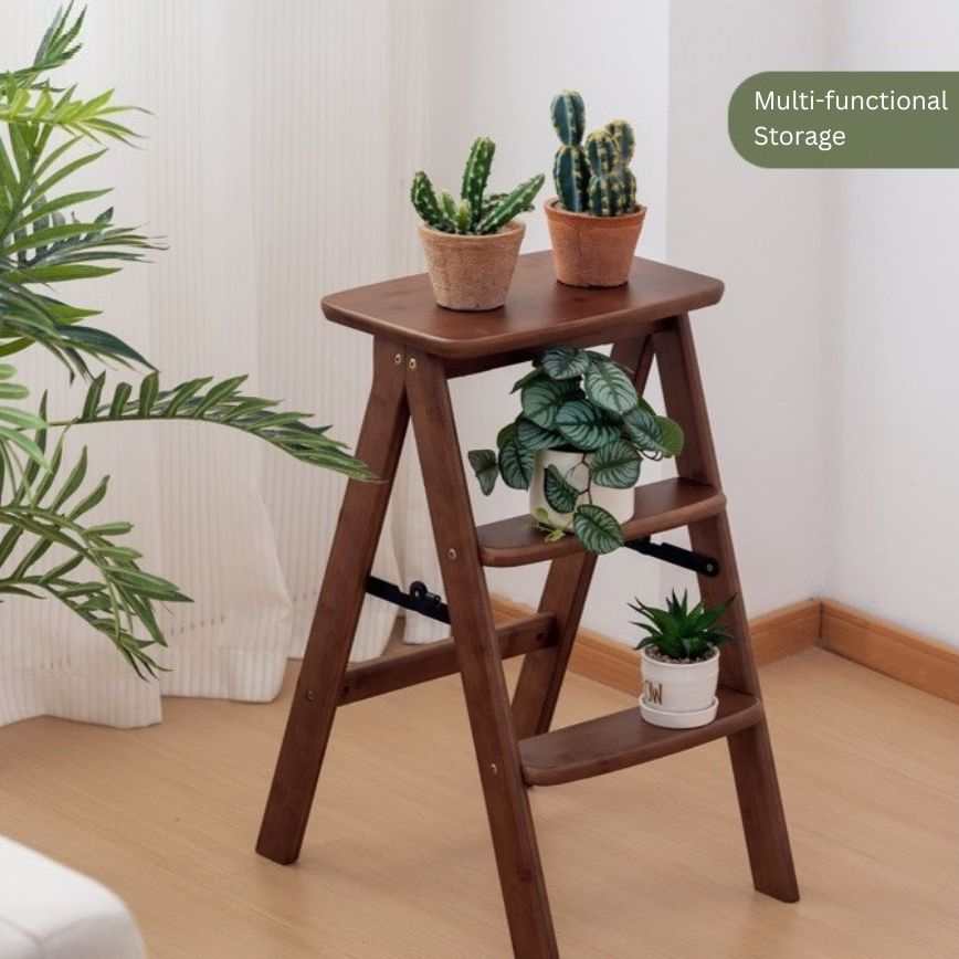 Compact Climb Utility Nanmu Wood Step Stool(63cm)