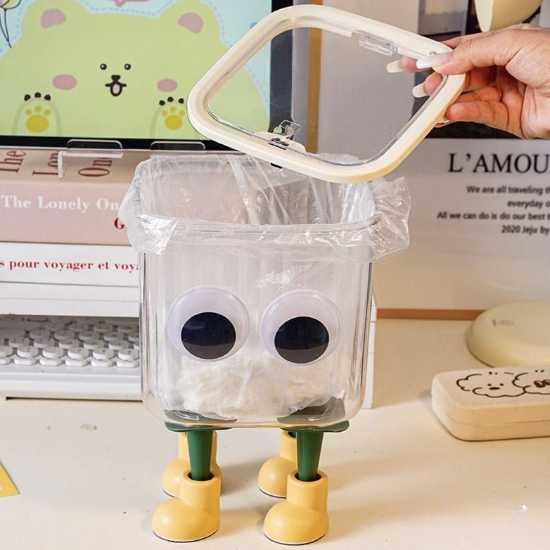 Cute Transparent Lid Trash Box