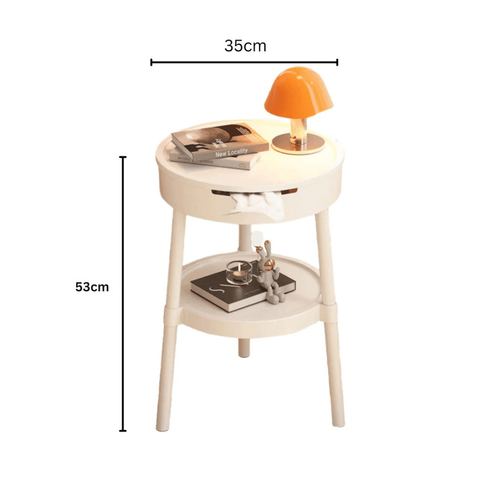Multi-Purpose Round 2-Tier Side Table with Storage Shelf(35cm)