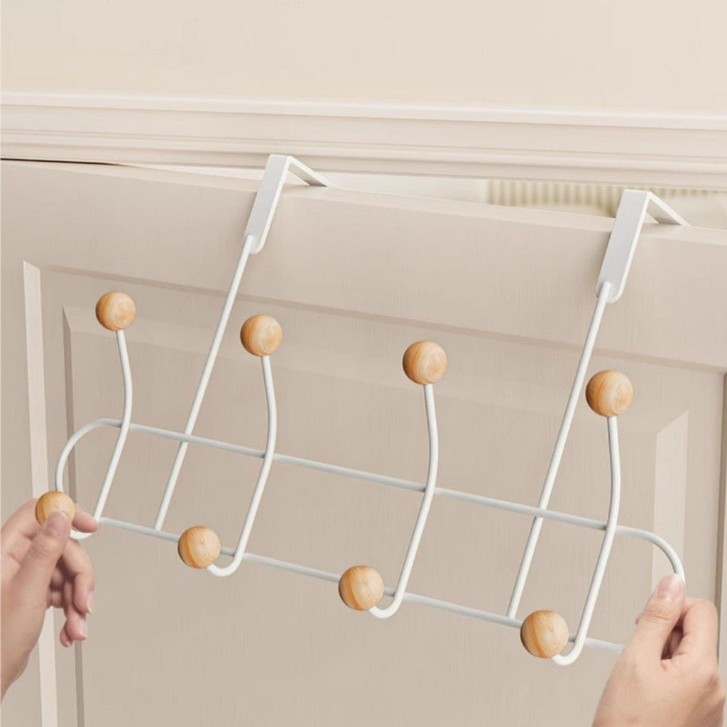 Dual-Layer Over-the-Door Rack with 8 Hooks