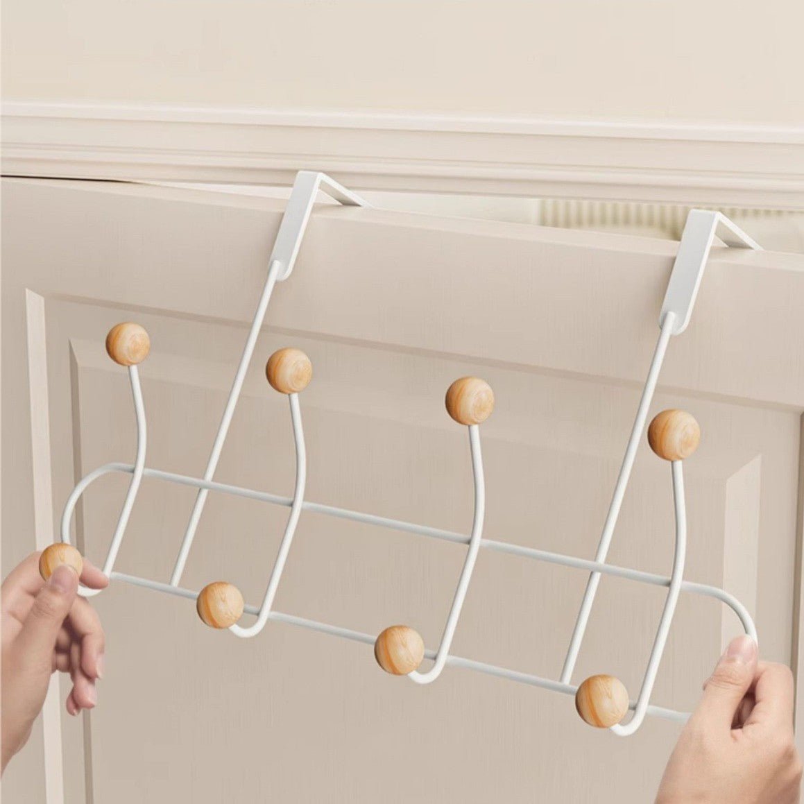 Dual-Layer Over-the-Door Rack with 8 Hooks