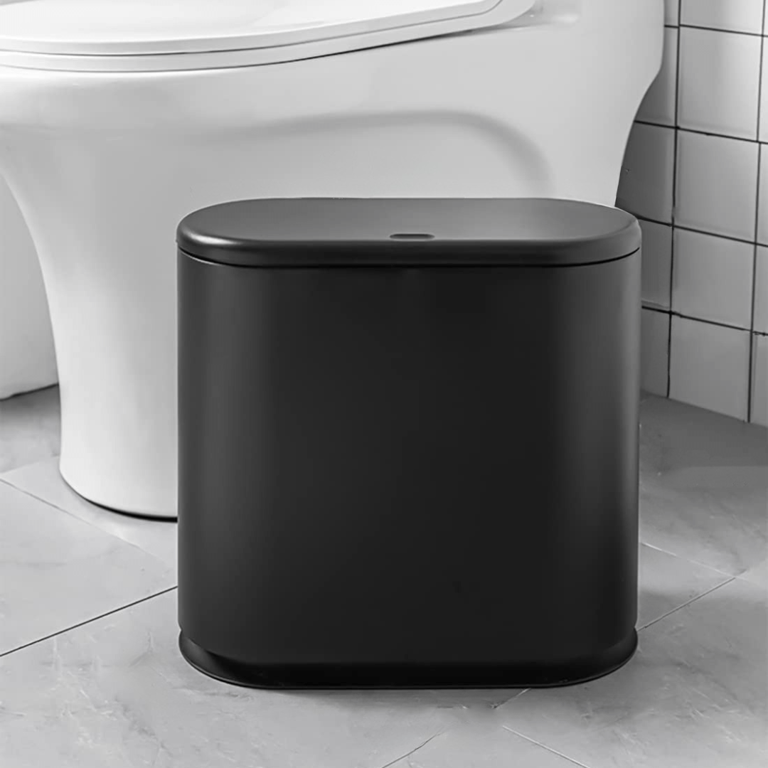Push-Type Slim Plastic Trash Can with Press Lid (10L)