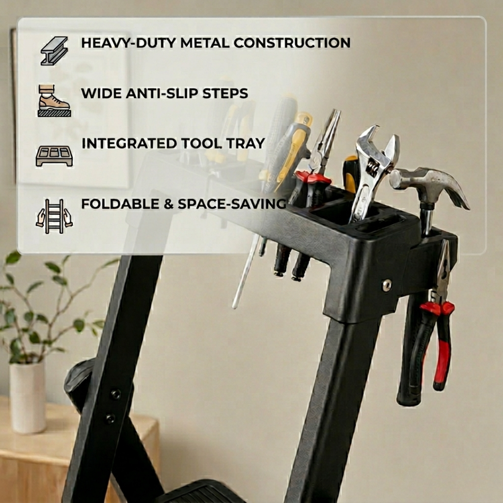 Heavy Duty Metal Folding Multi-Step Ladder